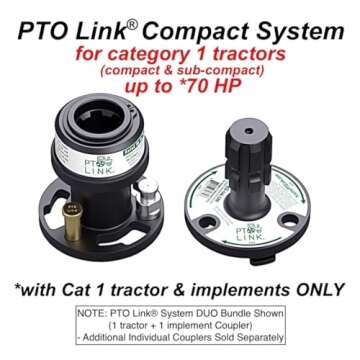 PTO Link Compact Quick-Connect System - Duo Bundle (1 Tractor/Female Coupler + 1 Implement/Male Coup...