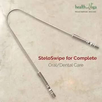HealthAndYoga™ Tongue Cleaner Scraper - Surgical Grade Stainless Steel with Non-Synthetic Grip