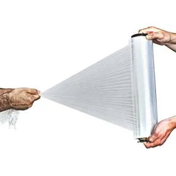 International Plastics Co. 15" Stretch Film/Wrap with Hand Savers 1200ft 500% Stretch Clear Cling Durable Adhering Packing Moving Packaging Heavy Duty Shrink Film