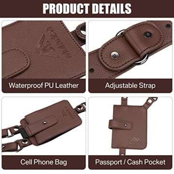 Anti-Theft Hidden Underarm Strap Wallet Phone Holster Bag Leisure PU Leather Shoulder Pouch Double Shoulder Pocket Sport Vest Outdoors (Coffee)
