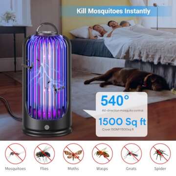 Bug Zapper for Indoor Outdoor, Rechargeable Mosquito Zapper with 3600V High Powered, Electric Pest C...