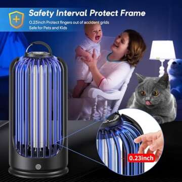 Bug Zapper for Indoor Outdoor, Rechargeable Mosquito Zapper with 3600V High Powered, Electric Pest Control Insect Fly Zapper Can Attract Gnats, Mosquitoes, Flies, Moths for Home, Patio