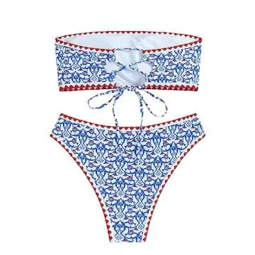 ZAFUL Strapless Bandeau Bikini Swimsuit for Women