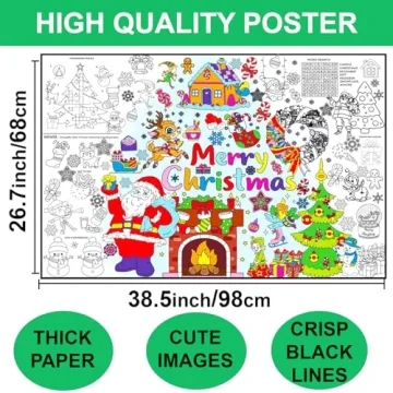 Xmas Giant Coloring Poster for Kids and Adults Activities