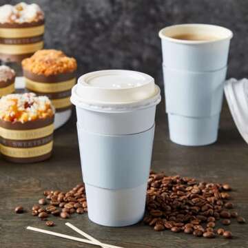 48 Pack 16 oz Disposable Coffee Cups with Lids - Perfect for Events & Cafes