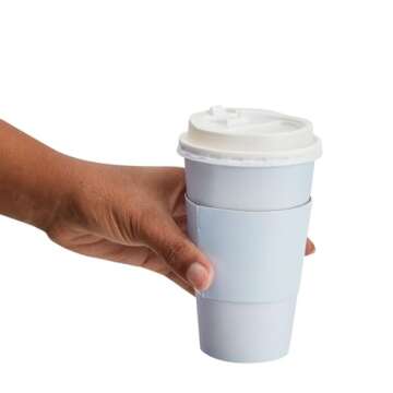 48 Pack Light Blue Disposable Coffee Cups with Lids