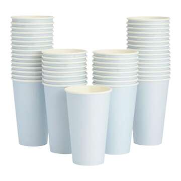 48 Pack Light Blue Disposable Coffee Cups with Lids