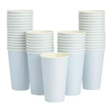 48 Pack Light Blue Disposable Coffee Cups with Lids