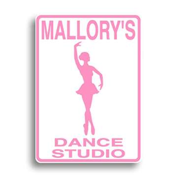 Dance Studio sign personalized for your favorite dancer. Ballerina dance room decor.