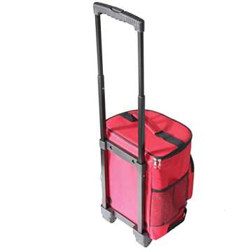 dbest products Ultra Compact Cooler Smart Cart, Red Insulated Collapsible Rolling Tailgate BBQ Beach...