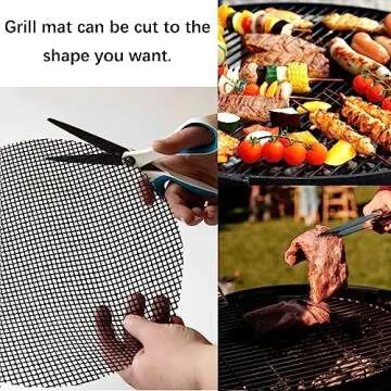 OSVINO Black Grill Mesh Mat 5 Pack Reusable Non-Stick BBQ Grill Mats 16"x12" Outdoor Barbecue Baking Accessories Works on Gas Charcoal Electric Grill for Grilling Meat, Fish, Steak, Vegetables