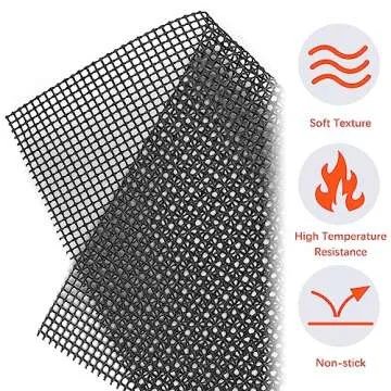 OSVINO Black Grill Mesh Mat 5 Pack Reusable Non-Stick BBQ Grill Mats 16"x12" Outdoor Barbecue Baking Accessories Works on Gas Charcoal Electric Grill for Grilling Meat, Fish, Steak, Vegetables