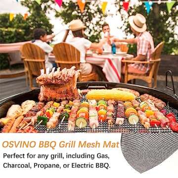 OSVINO Black Grill Mesh Mat 5 Pack Reusable Non-Stick BBQ Grill Mats 16"x12" Outdoor Barbecue Baking Accessories Works on Gas Charcoal Electric Grill for Grilling Meat, Fish, Steak, Vegetables