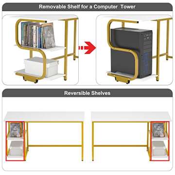 Teraves Reversible Computer Desk for Small Spaces