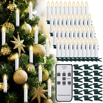 Retisee 40 Pcs Christmas LED Window Candles with Remote Control and Tree Clips Christmas Candles Lig...