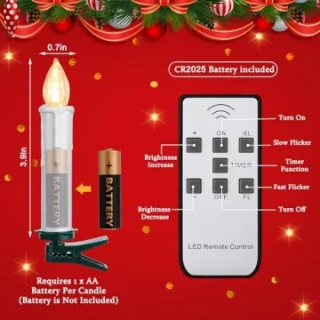 Retisee Christmas LED Candles with Remote Control and Clips