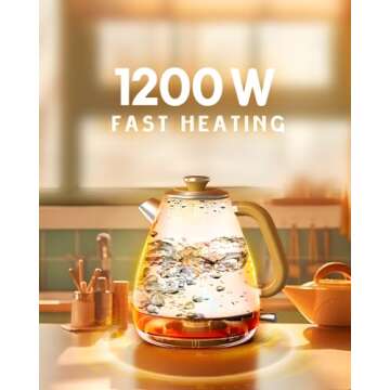 Hazel Quinn X Eduardo Recife Collaboration Electric Retro Tea Kettle with Thermometer - 1.7 Litres / 57.5 Ounces, All Stainless Steel, Fast Boiling 1200W, Cordless, BPA-free, Automatic Shut-Off