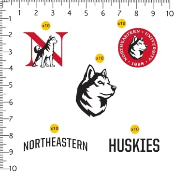 Northeastern University Spirit Logo 50ct Vinyl Large Deluxe Stickers Variety Pack - Laptop, Water Bo...