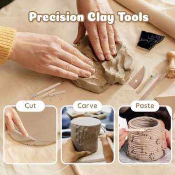 Air Dry Clay for Adults - Pottery kit for Beginne,Air Dry Clay kit w/Air Dy Clay Tools,White Air Dry...