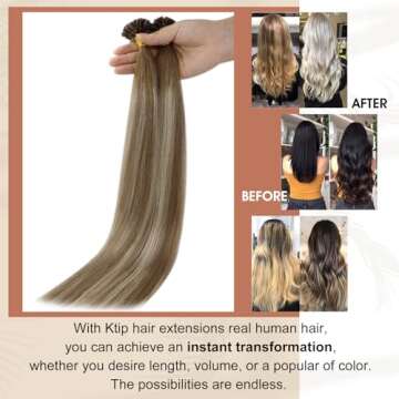 Real Human Hair Ktip Extensions - 22 Inch Balayage Look