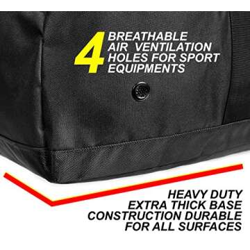 Fitdom 132L 36" Heavy Duty Extra Large Sports Gym Equipment Travel Duffel Bag W/Adjustable Shoulder & Compression Straps. Perfect for Soccer Baseball Basketball Hockey Football Team Coaches & More