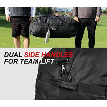 Fitdom 132L 36" Heavy Duty Extra Large Sports Gym Equipment Travel Duffel Bag W/Adjustable Shoulder & Compression Straps. Perfect for Soccer Baseball Basketball Hockey Football Team Coaches & More