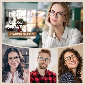 Shop FEISEDY Retro Aviator Reading Glasses - Blue Light Protection