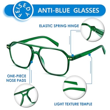 Shop FEISEDY Retro Aviator Reading Glasses - Blue Light Protection