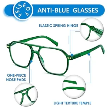 Shop FEISEDY Retro Aviator Reading Glasses - Blue Light Protection