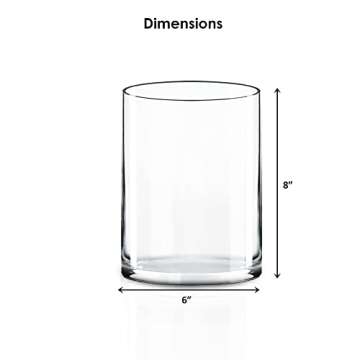 CYS EXCEL Cylinder Clear Glass Vase (H:8" D:6") | Multiple Size Choices Glass Flower Vase Centerpiec...