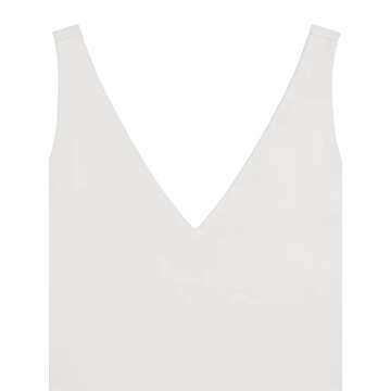 REORIA Women's Summer Sexy Plunge Deep V Neck Sleeveless Double Lined One Piece Tank Tops Thong Bodysuits Leotards for Going Out White Medium