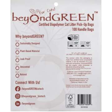 beyondGREEN Eco-Friendly Cat Litter Waste Bags - 100 Count