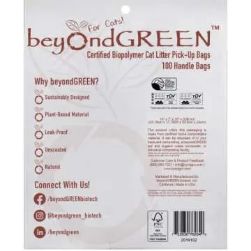 beyondGREEN Eco-Friendly Cat Litter Waste Bags - 100 Count