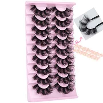 Mink Lashes Fluffy 20 MM Thick D Curl False Eyelashes Dramatic Long Strip Lashes Pack 6D Curly Wispy Full Fake Eyelashes That Look Like Extension by Goddvenus