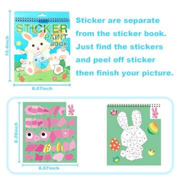 AEAHALY Easter Sticker Book Crafts for Kids Ages 4-8-Reusable Sticker Paint Books Basket Stuffer Gift Party Favors Include Bunny Egg Carrot Chick Gnome and More Designs Create Festival Atmosphere