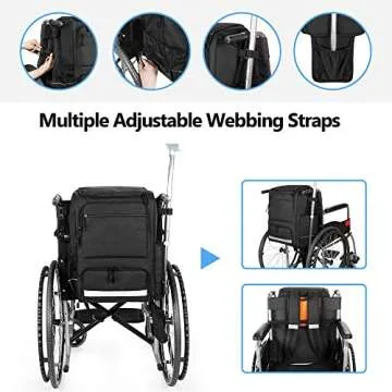 SAMDEW Wheelchair Backpack, Wheelchair Bag to Hang on Back, with Thermal Insulation Pockets for Medi...