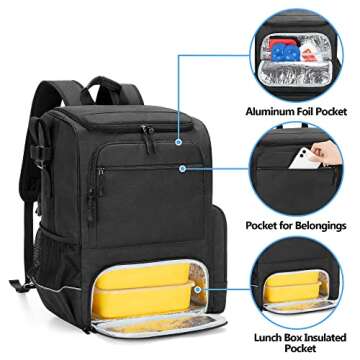 SAMDEW Wheelchair Backpack, Wheelchair Bag to Hang on Back, with Thermal Insulation Pockets for Medicine & Lunch Box, Functional Wheelchair Accessories with Crutches Pockets, Bag Only, Patented Design