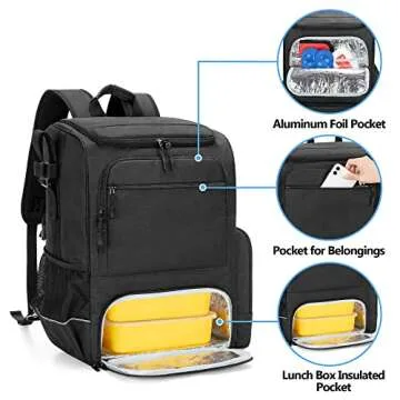 SAMDEW Wheelchair Backpack, Wheelchair Bag to Hang on Back, with Thermal Insulation Pockets for Medicine & Lunch Box, Functional Wheelchair Accessories with Crutches Pockets, Bag Only, Patented Design