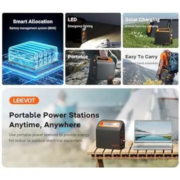 Portable Power Station 300W 288Wh Solar Generator With 60W USB-C PD Output 110V Pure Sine Wave AC Outlet Backup Lithium Battery Pack Fast Charge Protable Generator For Camping Outdoor Home