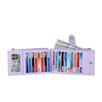Travelambo RFID Wallet Women Large Size Bifold Multi Card Wallet Case with Zipper Pocke Credit Card Holder for Women