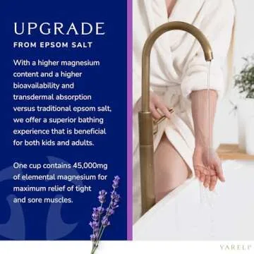 Yareli Dead Sea Bath & Foot Soak, Lavender Magnesium Bath Salt Flakes, Alternative to Epsom Salt, 5lbs with Over 250,000mg of Elemental Magnesium Per Bag