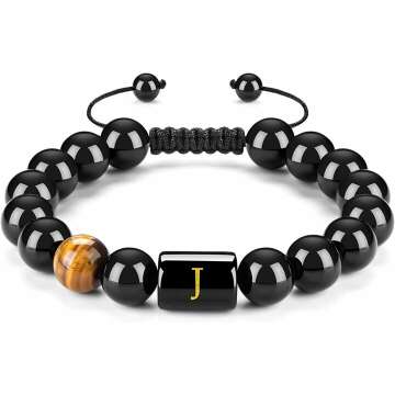 Men's Initials Bracelets - Handmade Stone Beads