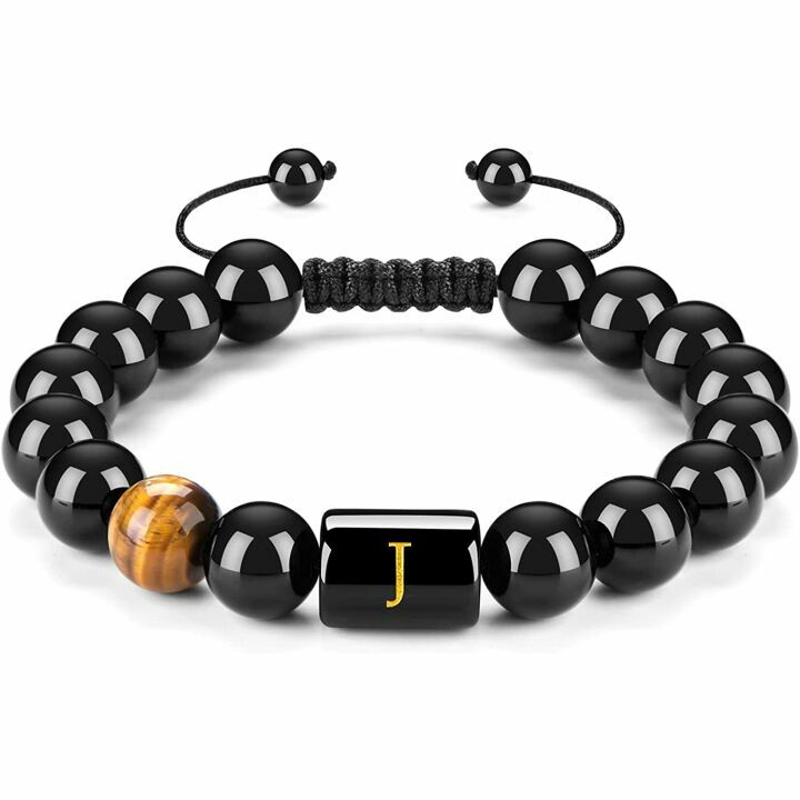 Men's Initials Bracelets - Handmade Stone Beads
