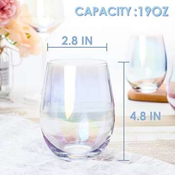 Gutsdoor Large Stemless Wine Glasses Set of 4 Iridescent