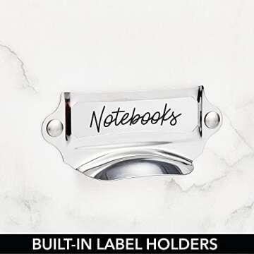 mDesign Decorative Modern Plastic Collapsible Storage Organizer Box with Lid and Metal Plate, For Home, Office, and Bedroom Storage - 2 Pack - Marble