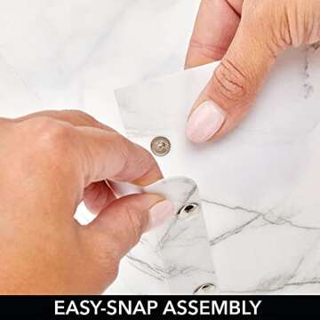 mDesign Decorative Modern Plastic Collapsible Storage Organizer Box with Lid and Metal Plate, For Home, Office, and Bedroom Storage - 2 Pack - Marble