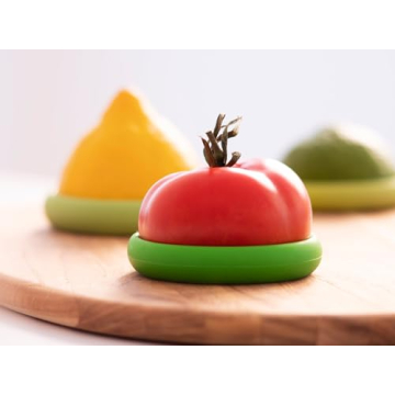 Food Huggers 5pc Reusable Silicone Food Savers | BPA Free & Dishwasher Safe | Fruit & Vegetable Produce Storage for Onion, Tomato, Lemon, Banana, Cans & More | Round, Fresh Greens