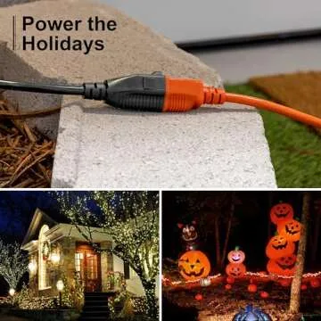 GE Outdoor Extension Cord, 15 Ft, Grounded Heavy Duty Extension Cord, 16AWG 3 Prong Extension Cord Outdoor, Outside Extension Cord, Long Extension Cord ETL Listed, Black Outdoor Extension Cord 50369