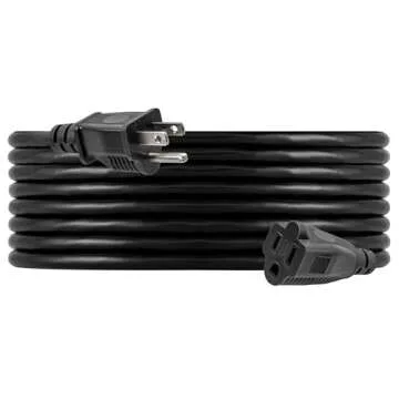 GE Outdoor Extension Cord, 15 Ft, Grounded Heavy Duty Extension Cord, 16AWG 3 Prong Extension Cord Outdoor, Outside Extension Cord, Long Extension Cord ETL Listed, Black Outdoor Extension Cord 50369