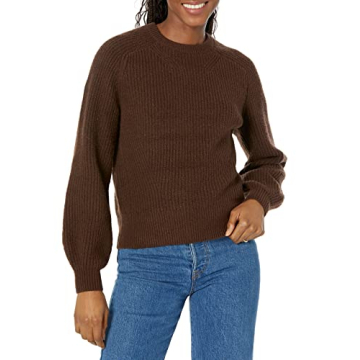 Amazon Essentials Women's Crew Neck Rib Sweater - Soft & Stylish in Espresso